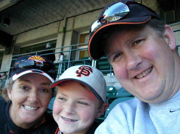 Enjoying a baseball game with Brian, 2005