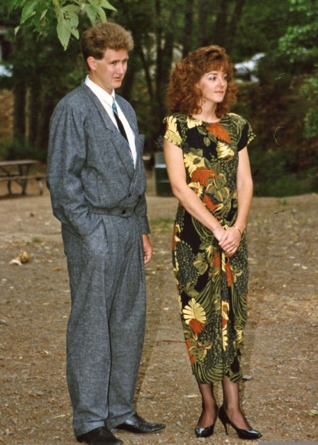 Dressed for our rehearsal dinner, in our more stylish days